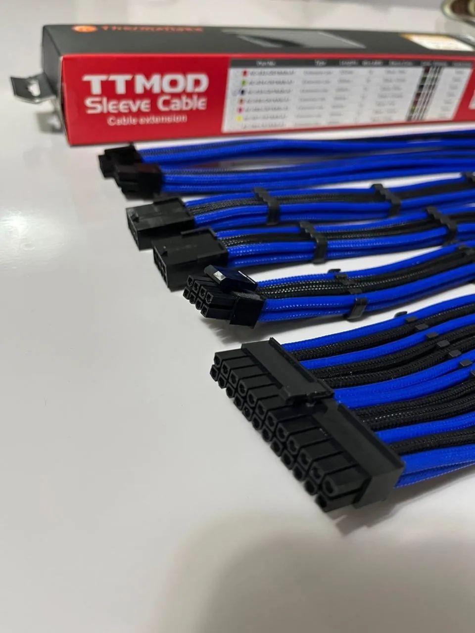 Kit Cabos Sleeved Tt Mod Preto E Azul 300mm - Foto 2
