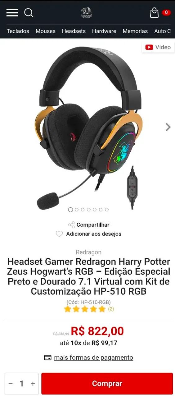 Headset Redragon Harry Potter - Foto 3