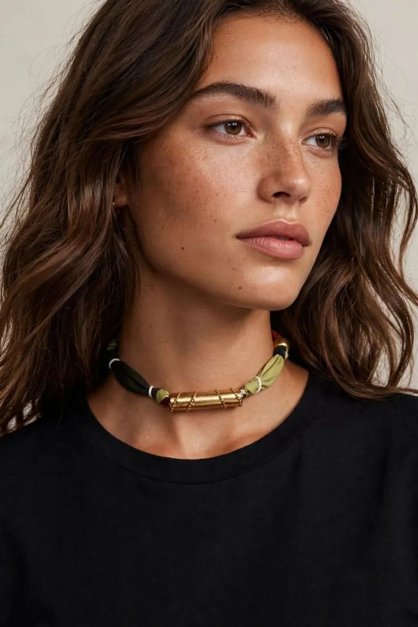 Choker bandana Zara nova verde e preto  - Foto 5