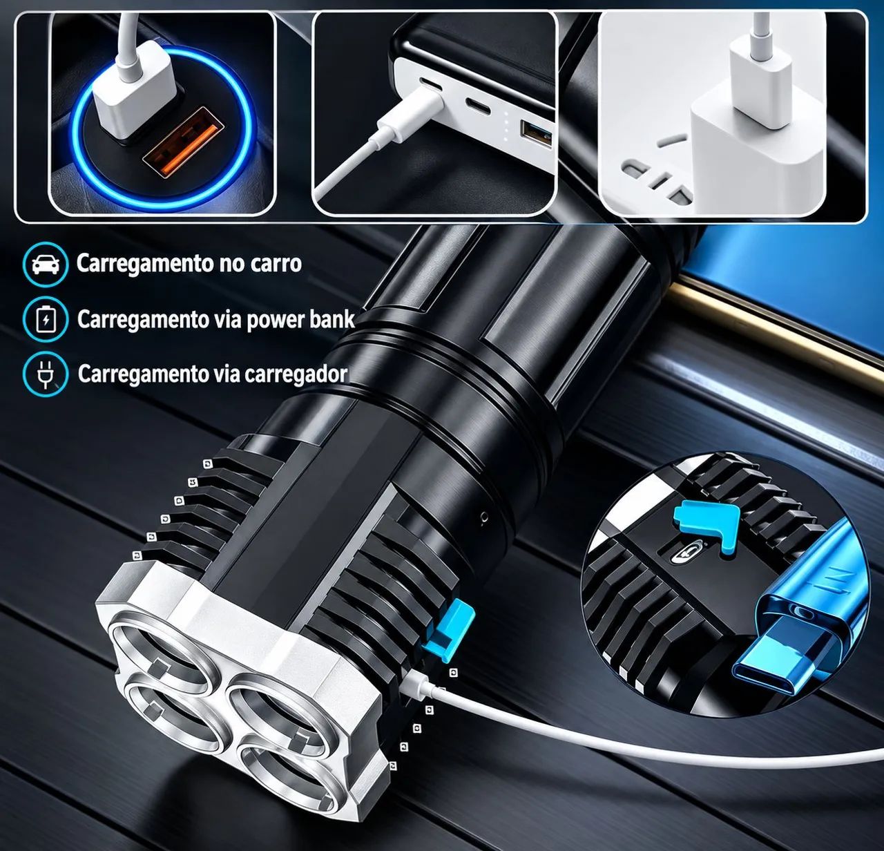 Lanterna LED recarregável  - Foto 3