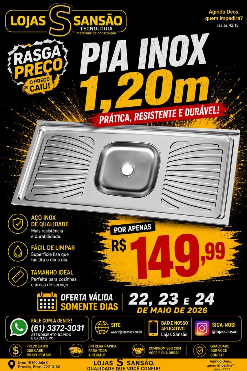 Pia inox 1.20
