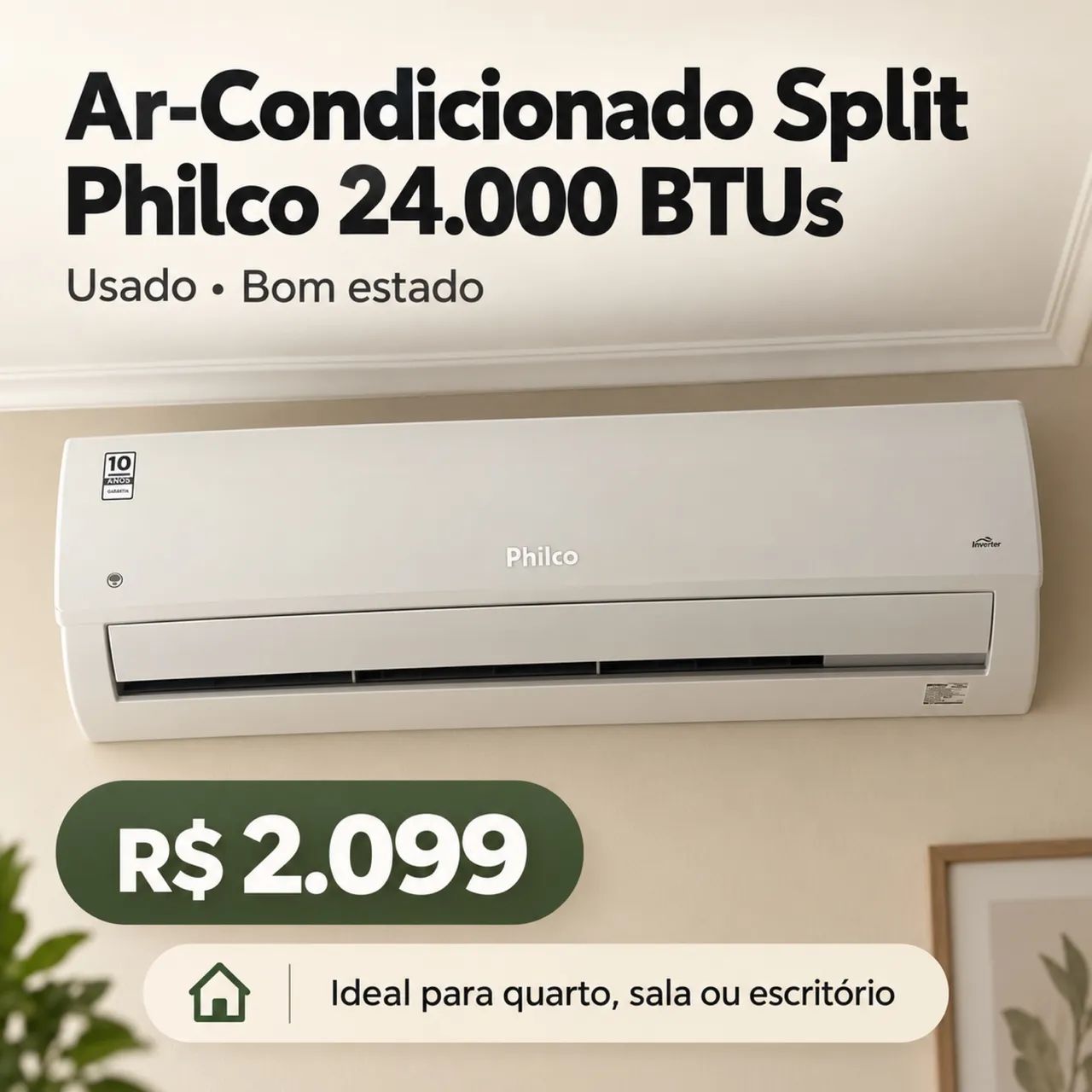 Ar-Condicionado Philco 24.000 BTUs Split - R$ 2.099