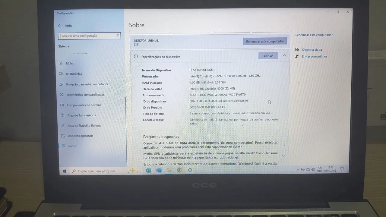 Notebook CCE I3 4Gb RAM 500Gb  - Foto 2