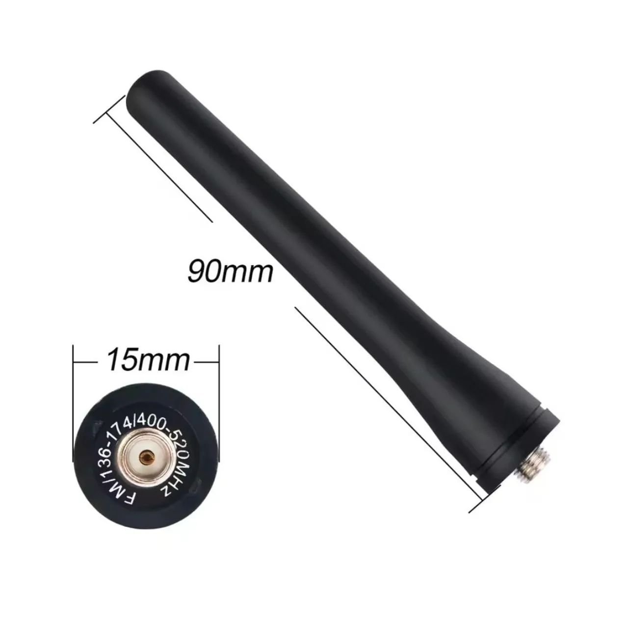Antena mini para walkie talkie fm/136-174/400-520mhz 2.15db, 90mm,