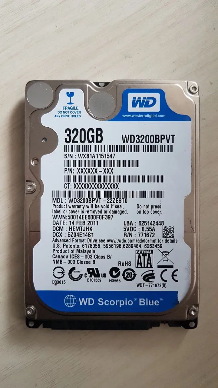 Hd Notebook  WD 320gb