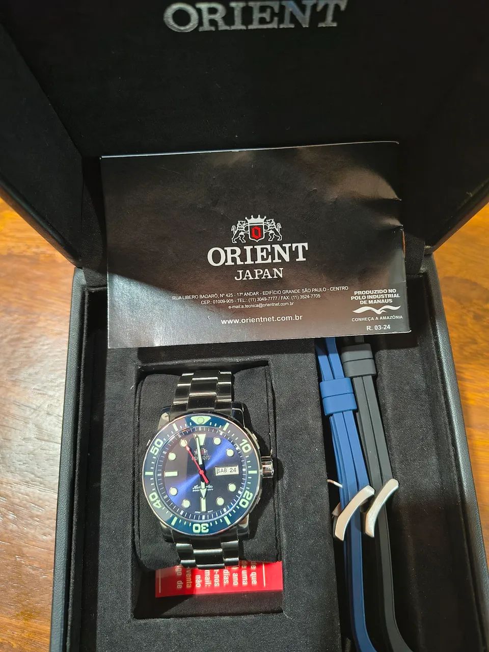 Relógio de mergulho Orient Poseidon Diver Automático F49SS014 Azul