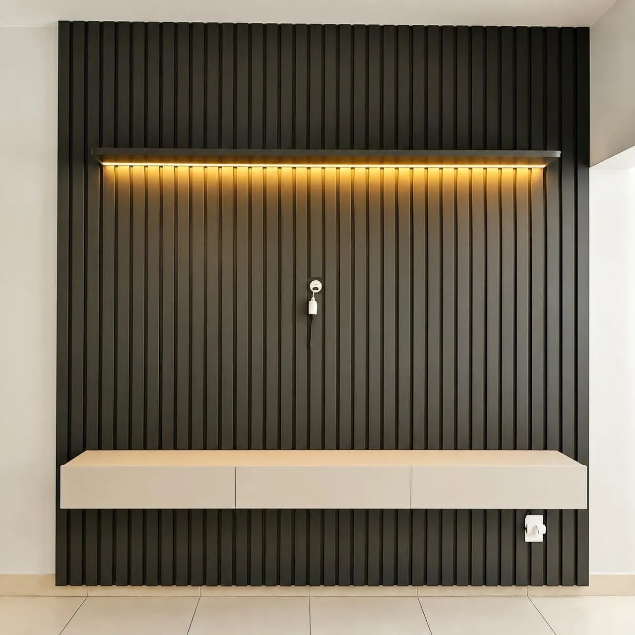 Painel Ripando com Led - Grafite 
