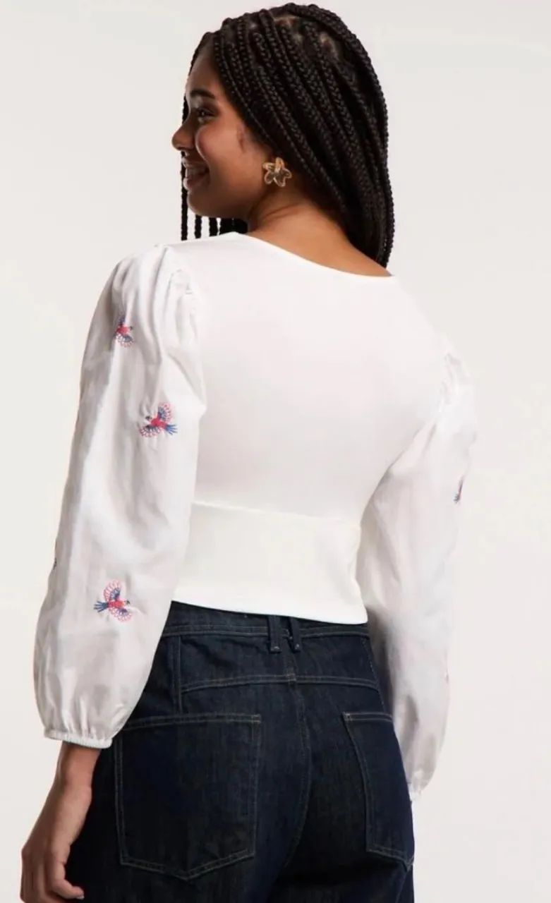 Cropped branco manga longa  - Foto 2
