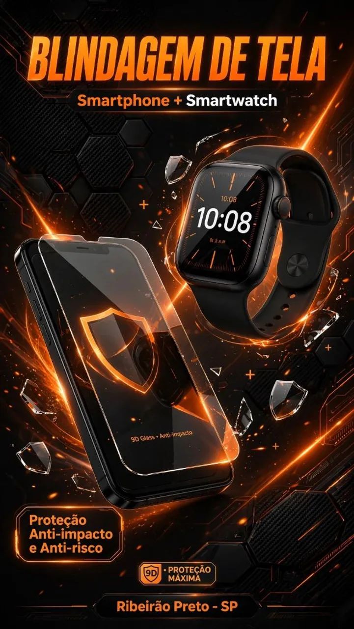 Blindagem de tela de smartwatch e smartphone