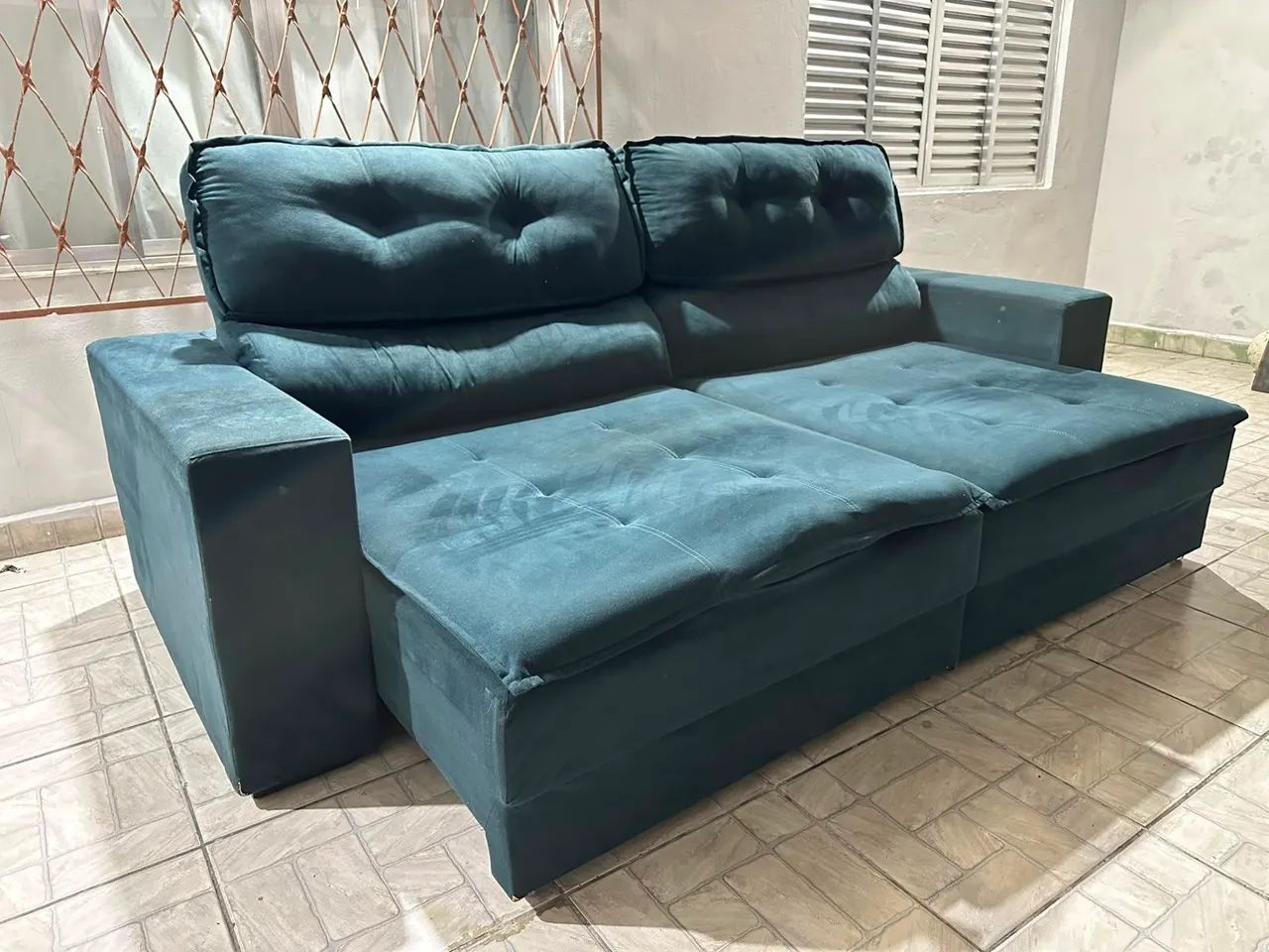 Sofa retrátil e reclinavel azul - ENTREGO!