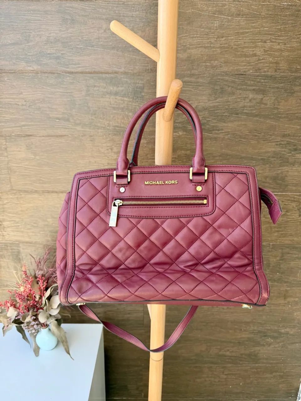 bolsa original michael kors matelassê marsala