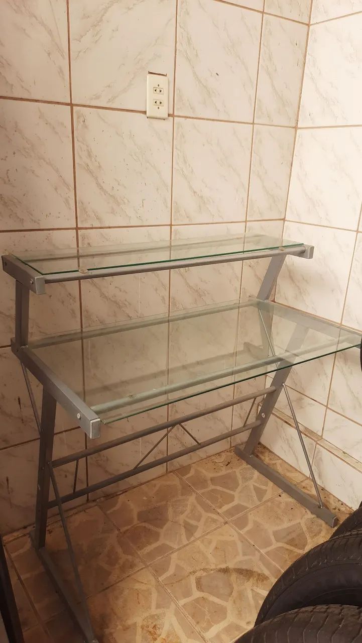 Mesa de escritório/escrivaninha de vidro - Foto 2