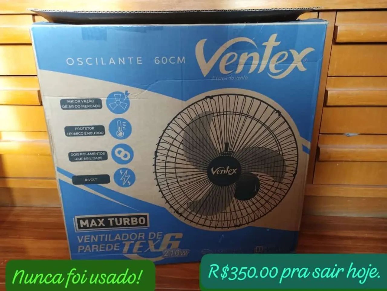 Ventilador de parede zero na caixa 