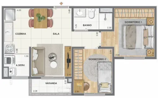 PLANTA 43m²