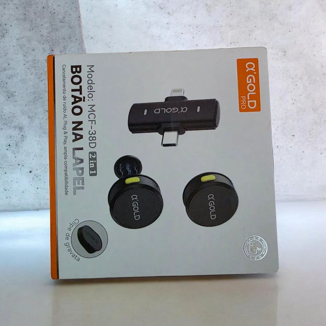 ?Microfone Lapela Sem Fio Duplo A'Gold MCF-38D (iPhone e Android)