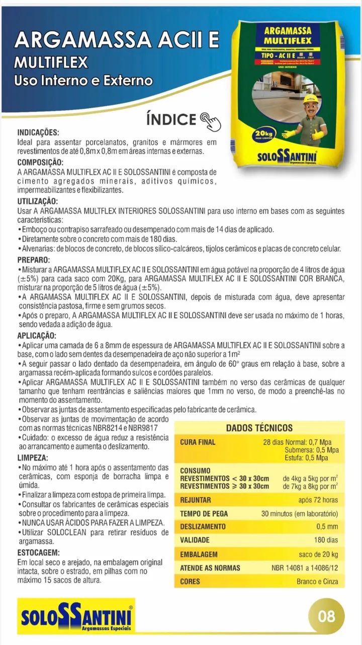 Argamassa AC2-E Multiflex Solossantini 20 kg  - Foto 2