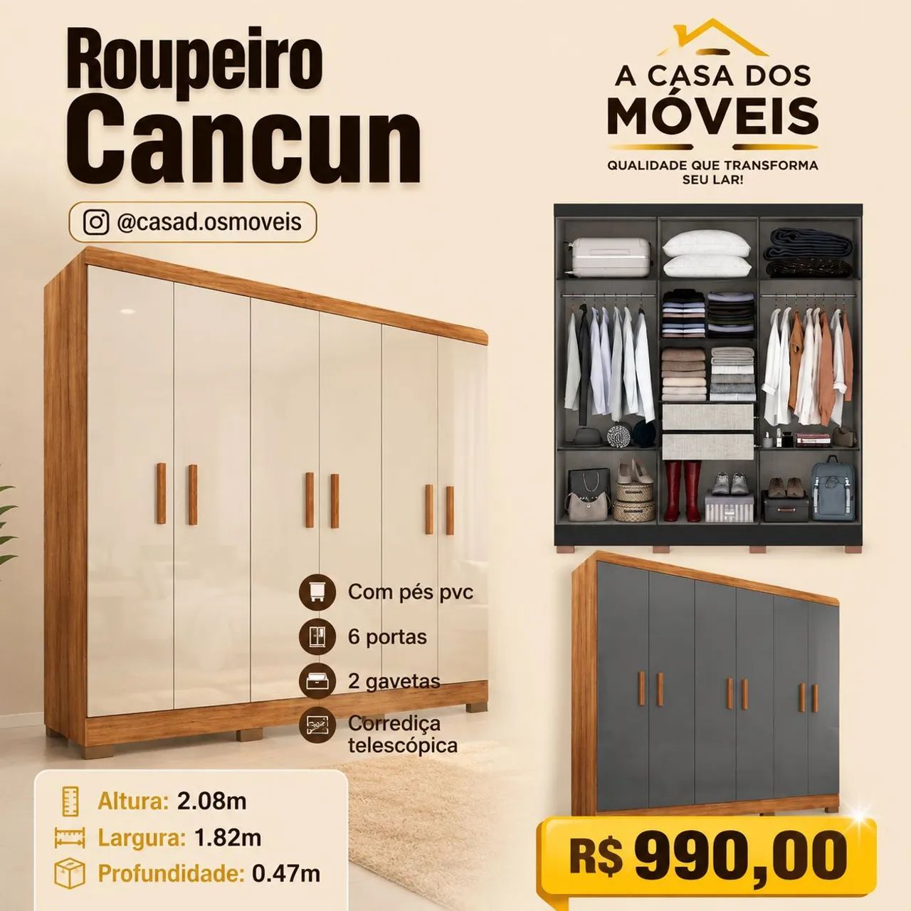 Guarda roupa Cancún 