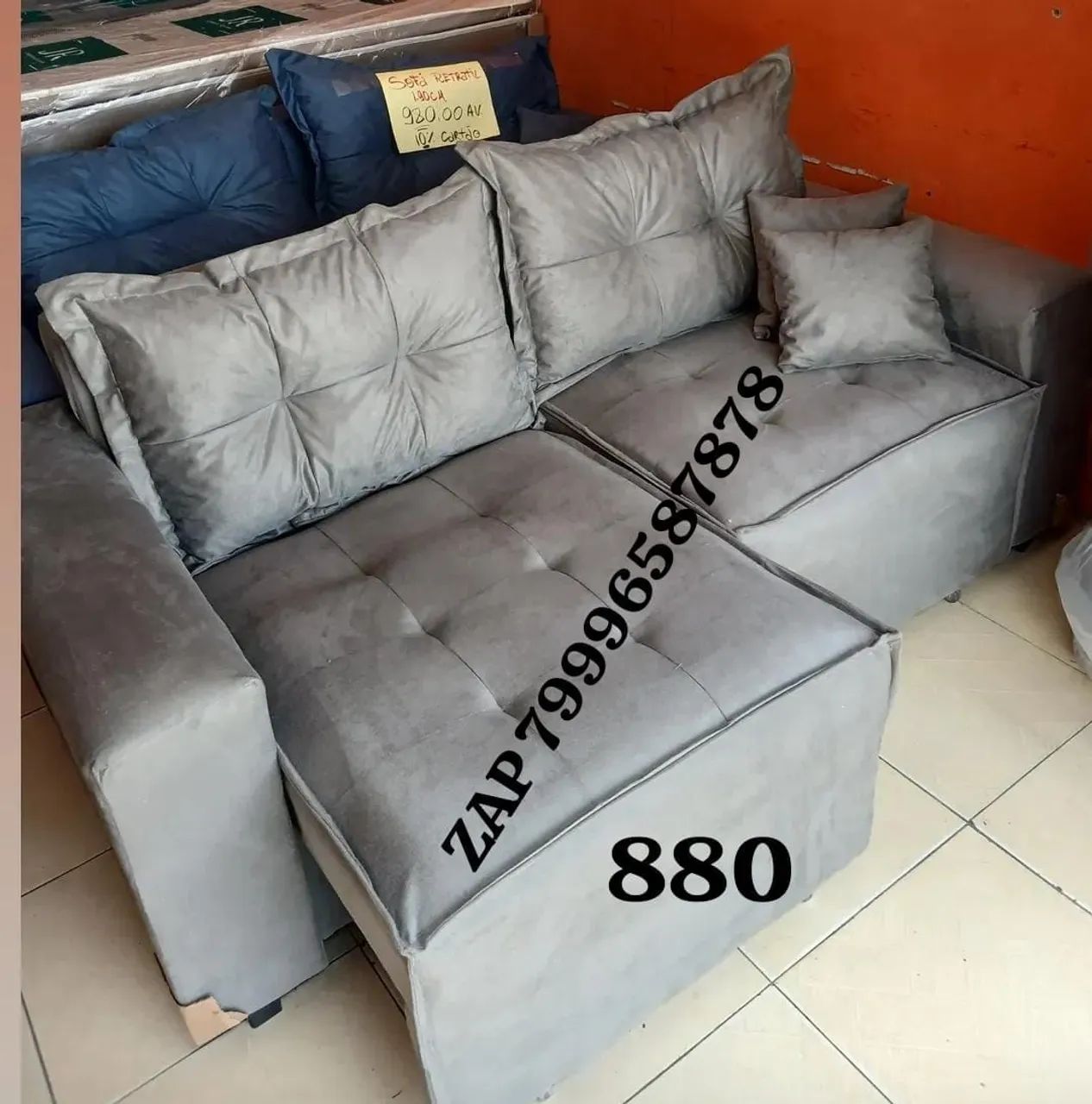 Retrátil e reclinável de luxo no linho 2.40m - Foto 5