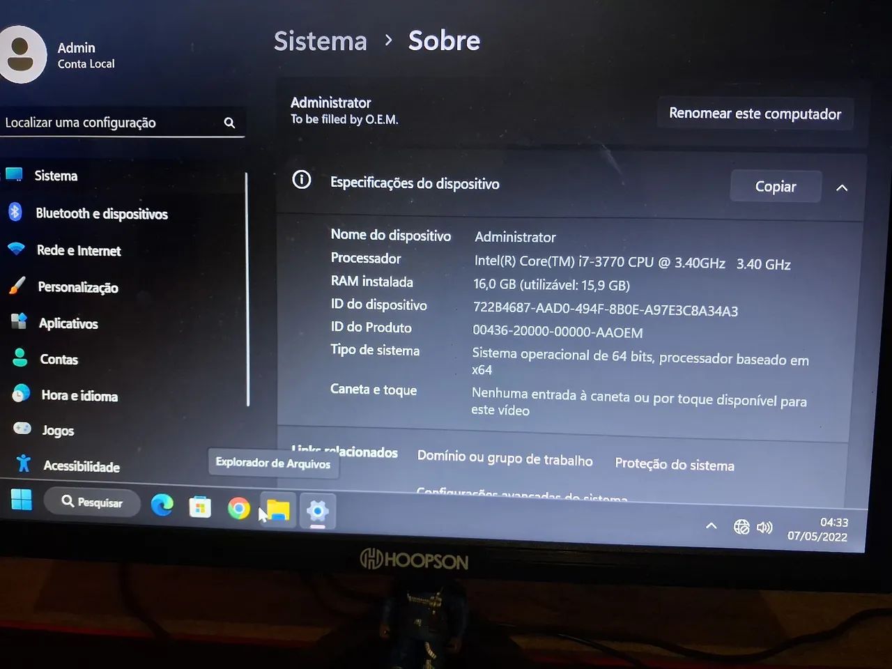 Desktop Windows 11 - Intel i7