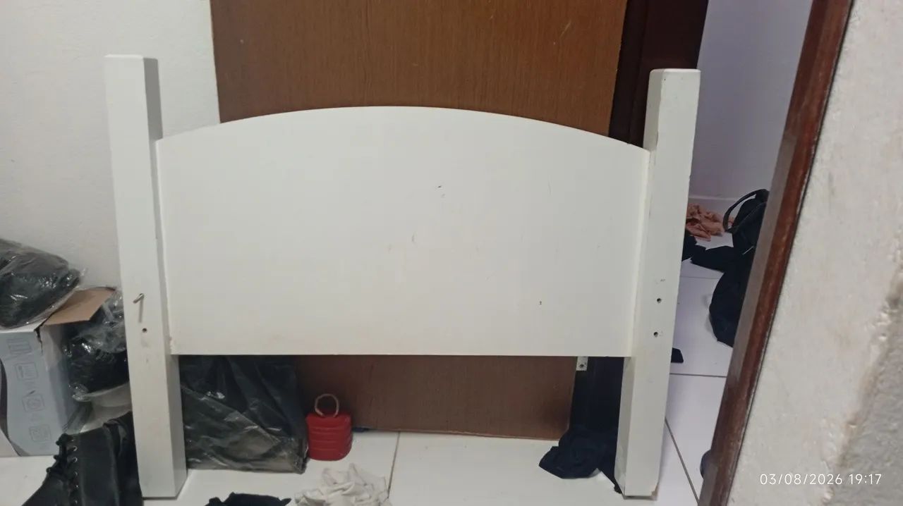 Cama de solteiro branca em MDF - Foto 5
