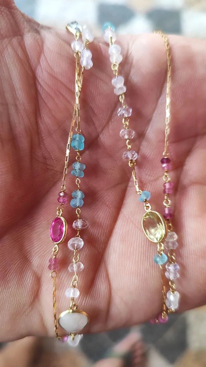 Cordão de Ouro 18k com Pedras Naturais, aceito proposta ? - Foto 2
