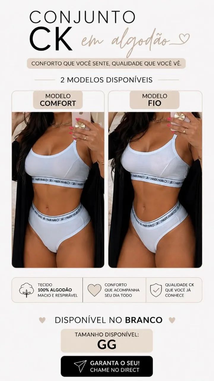 Conjunto CK em algodão  - Foto 2