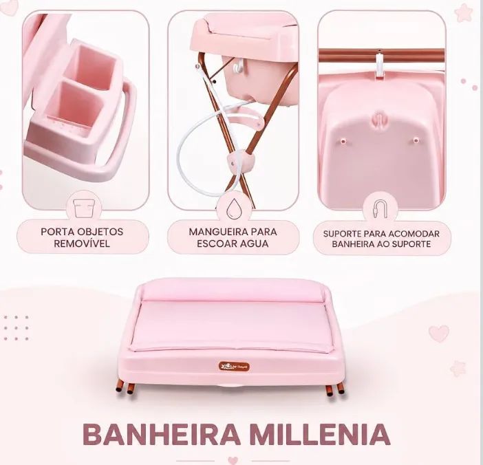 Banheira com trocador acolchoado