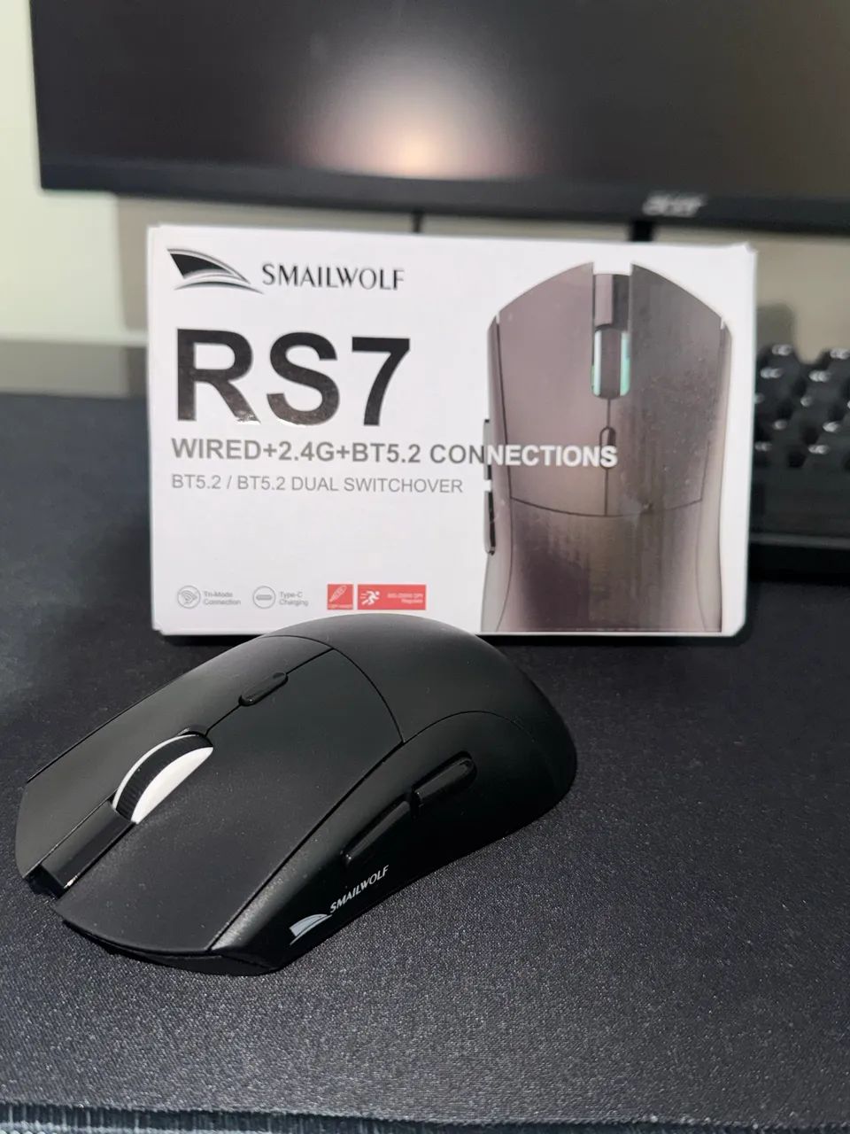 Mouse Sem Fio Smailwolf RS7 Tri-Mode: Bluetooth 5.2, Wireless 2.4GHz e Cabo Type-C - Foto 2