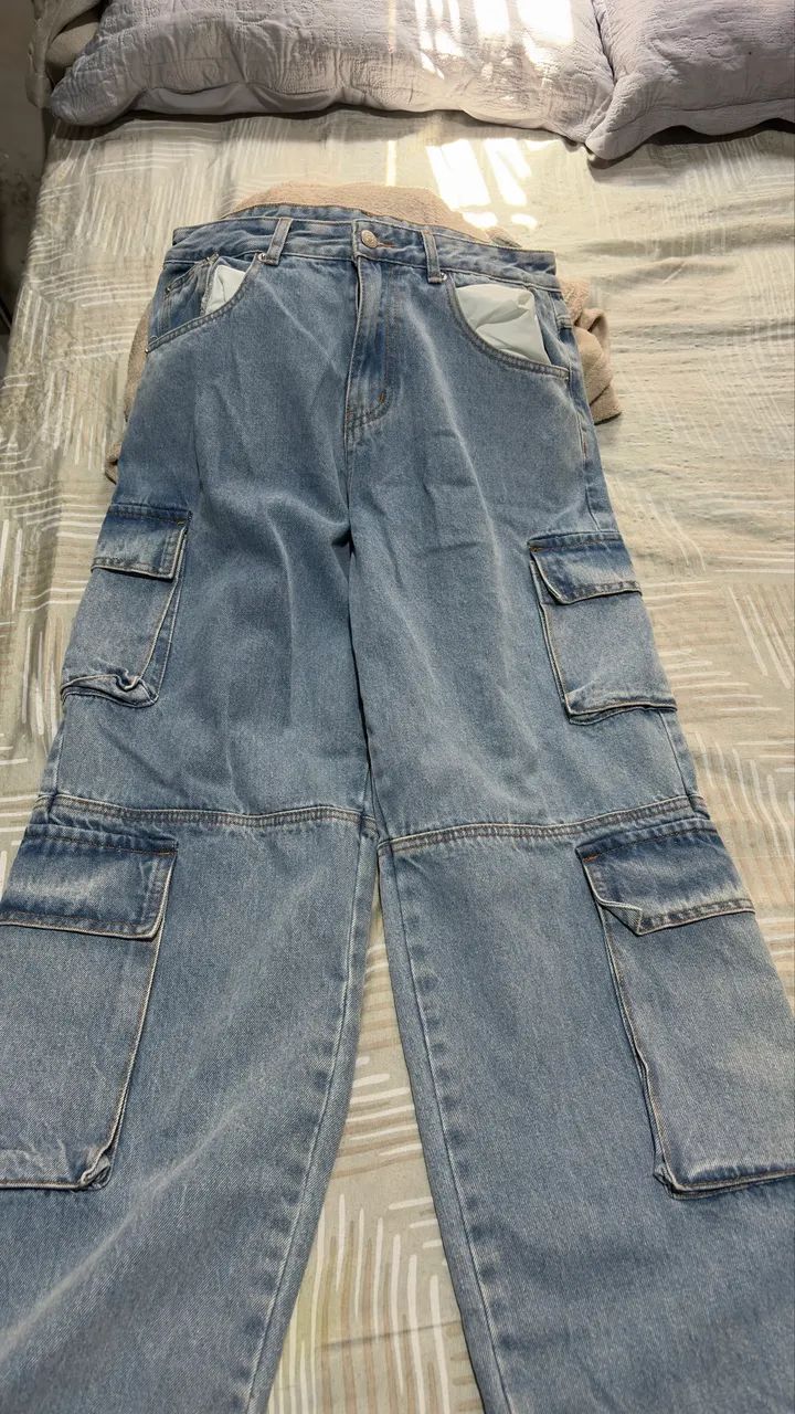 Calça jeans cargo 