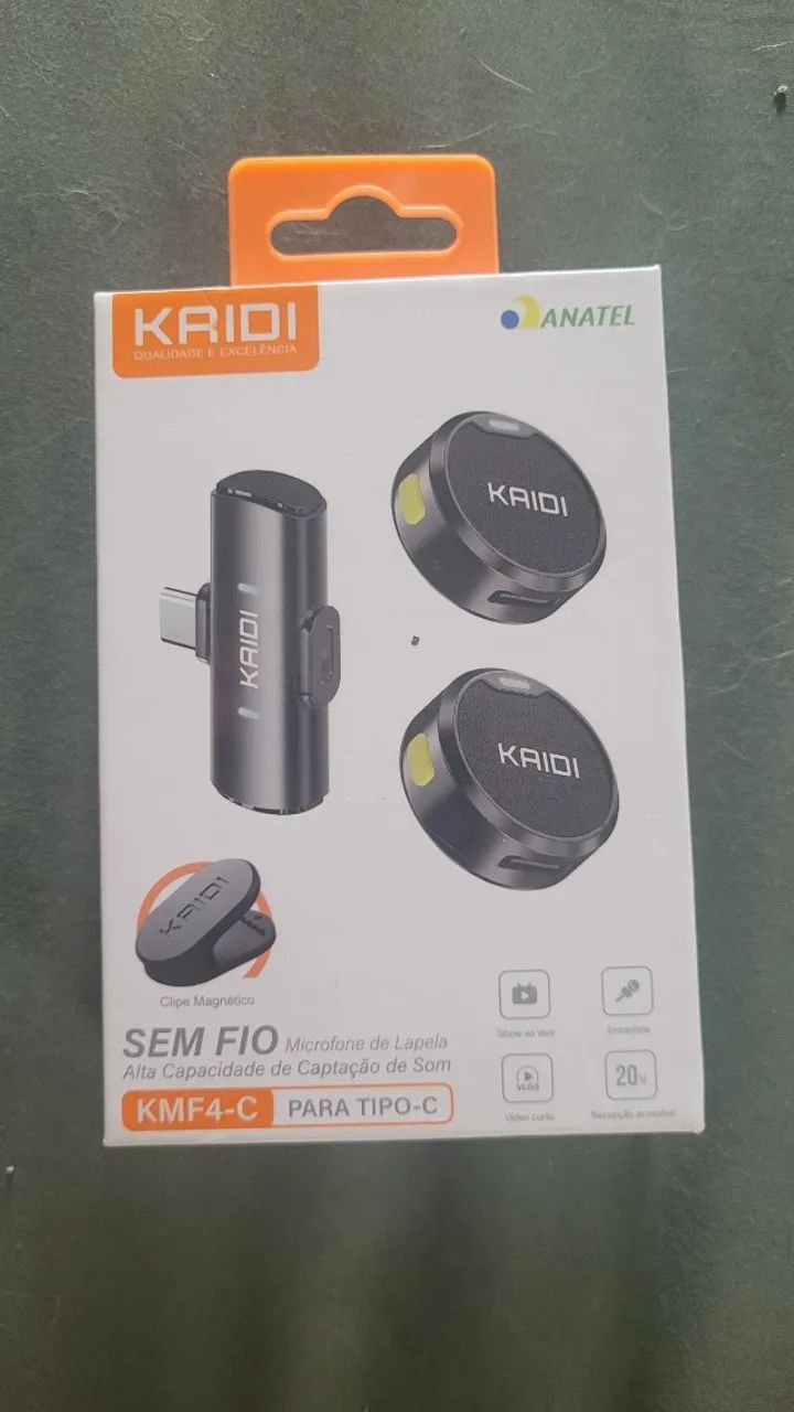 Microfone Lapela redondo ímã sem fio preto duplo Kaidi
