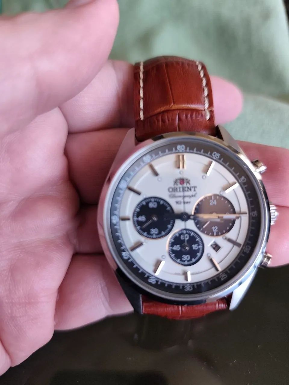 Orient Neo 70's Solar Panda Chrono Couro Novíssimo  - Foto 4