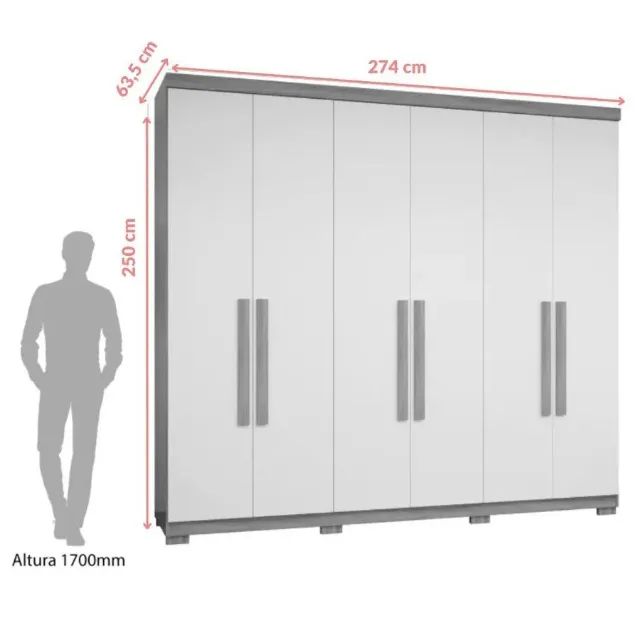 Guarda Roupa 100% MDF 6 Portas e 6 Gavetas Monarca - Foto 3