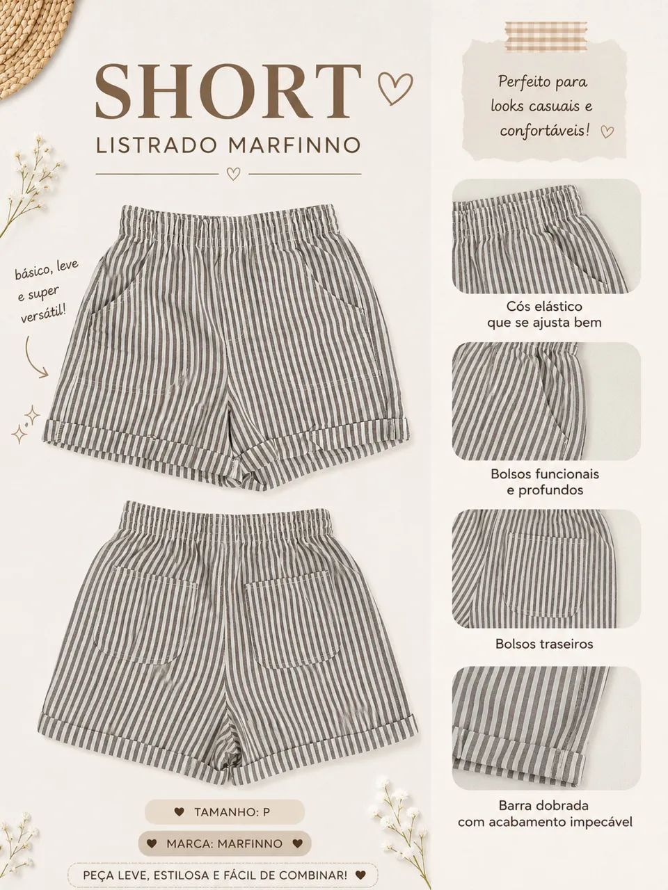 Short listrado mom P