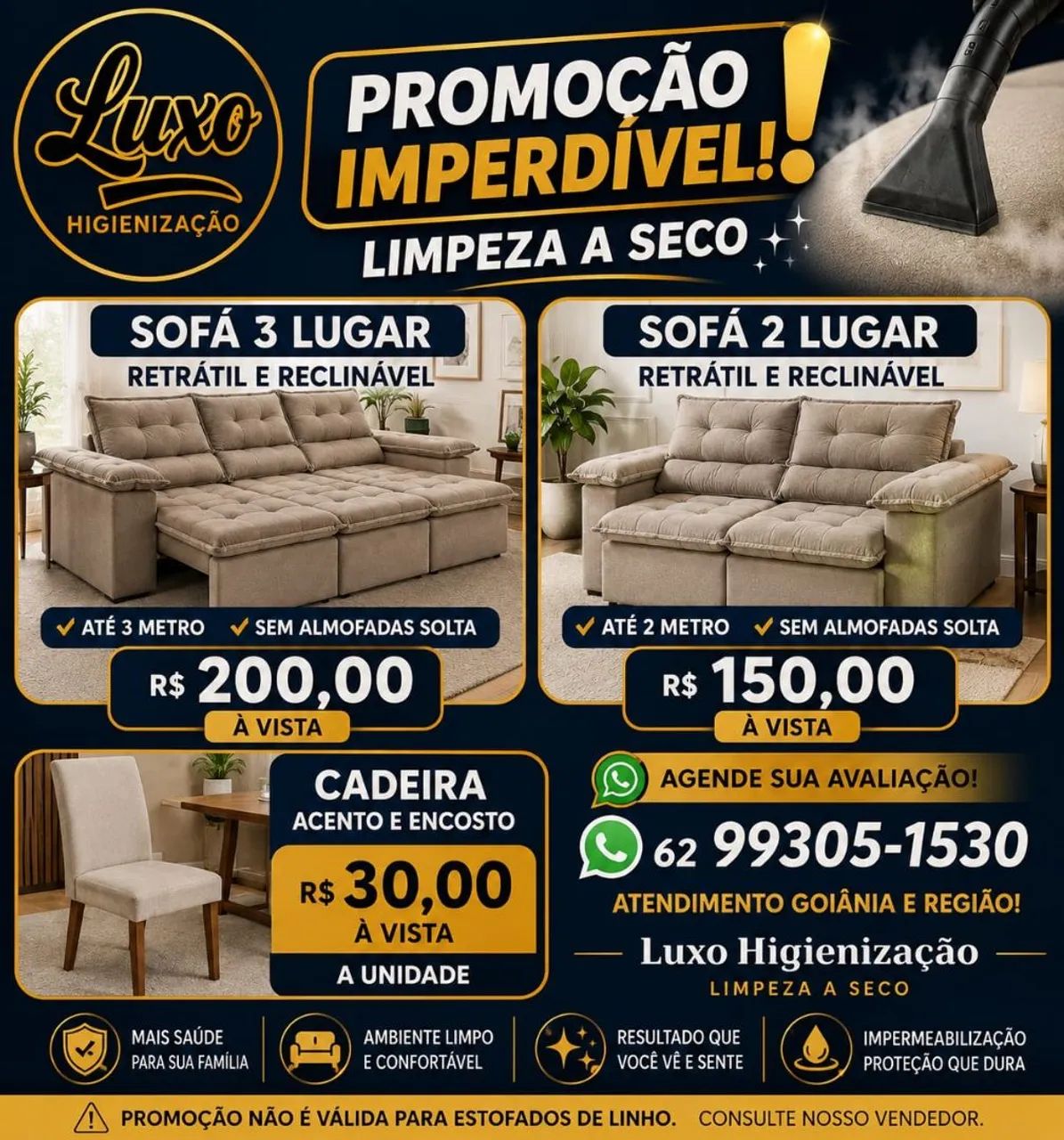 Lava sofá a seco em Goiânia 