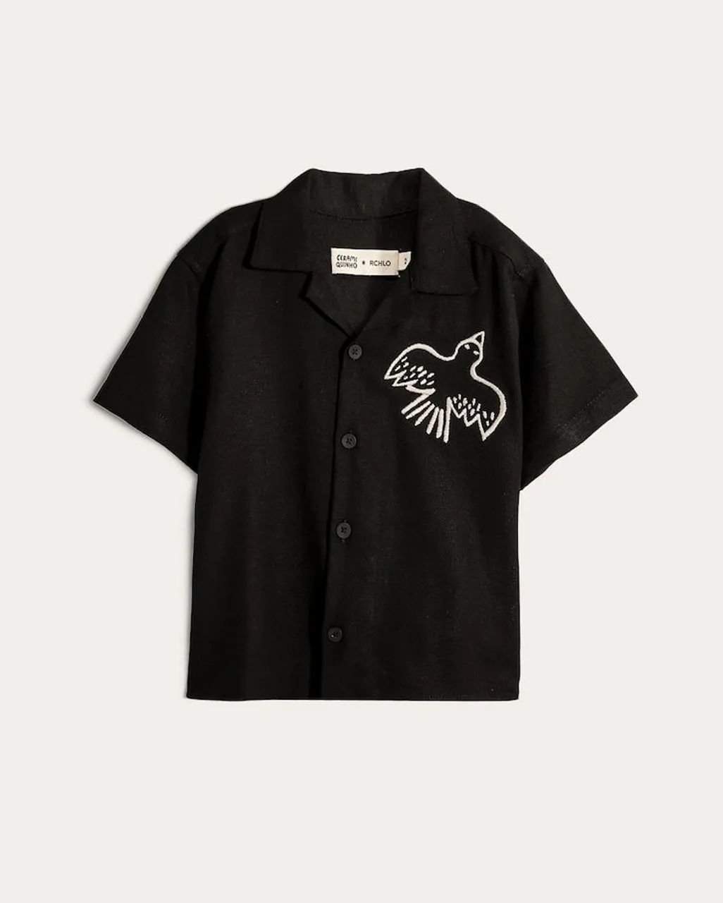 Camisa com pássaro bordado 