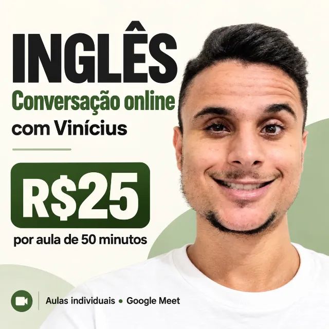 Inglês online ? conversação | R$25 por aula de 50 min