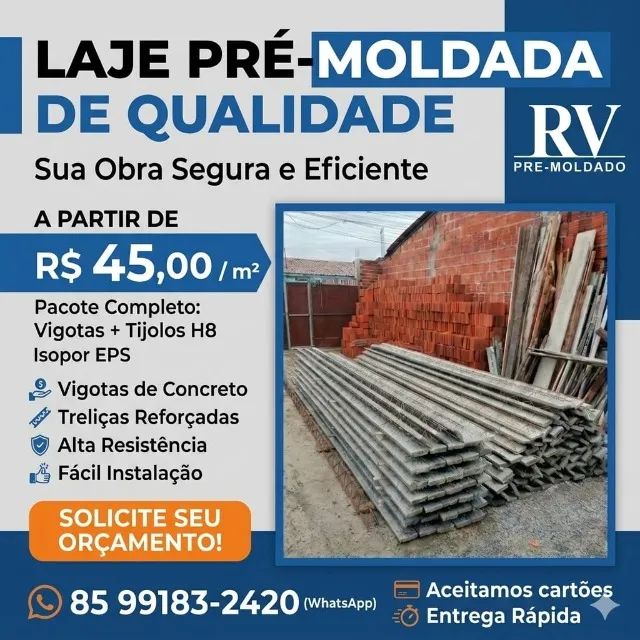 Laje Pré-Moldada / Treliçada de Alta Resistência - RV Pré-Moldados