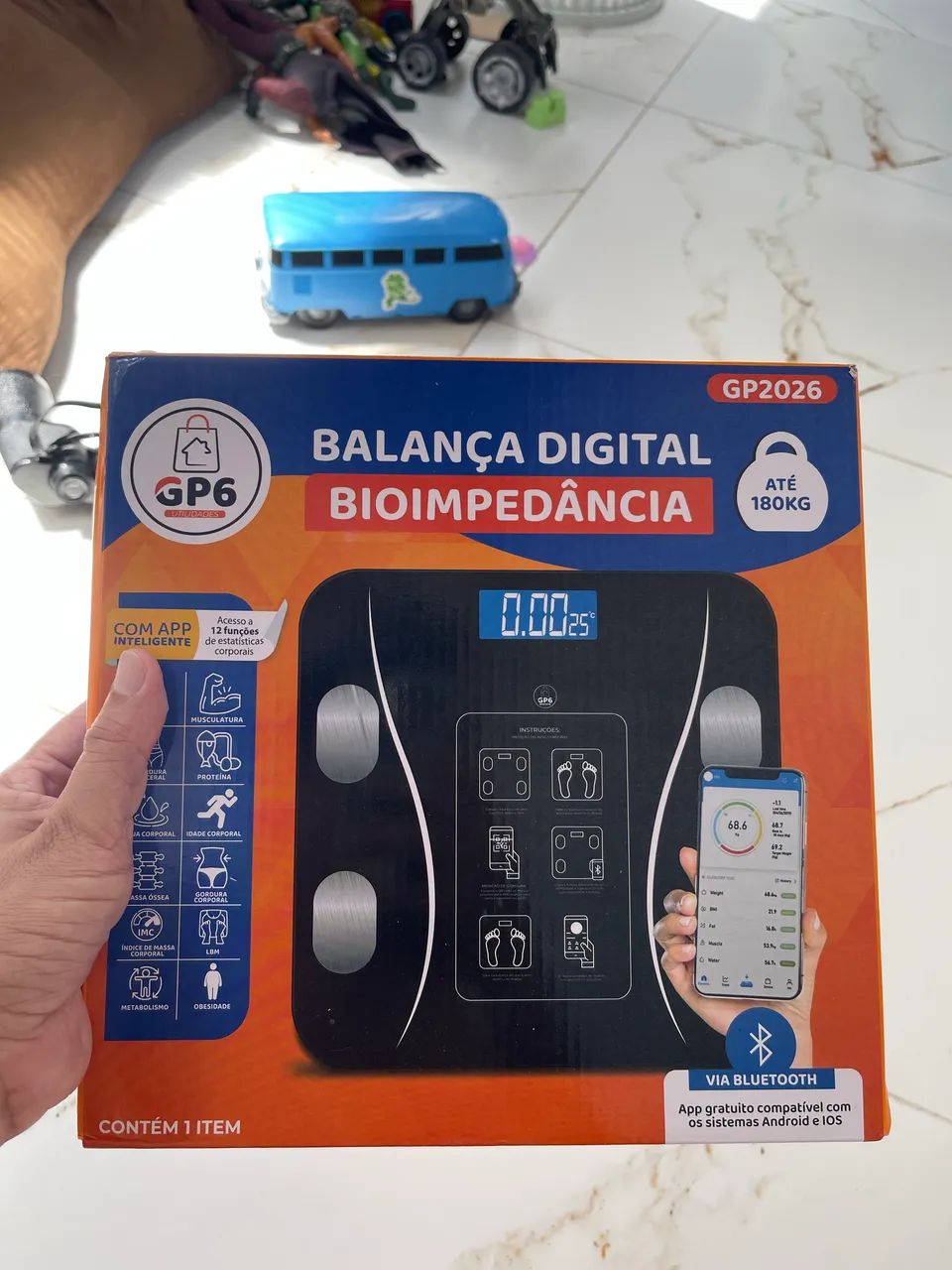 Balança Corporal Bioimpedância Profissional Bluetooth até 180kg - Foto 3