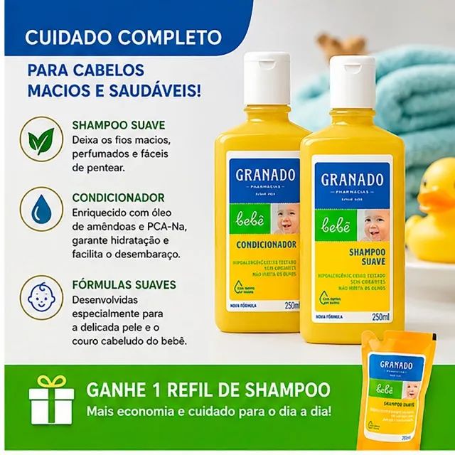 Kit Shampoo, Condicionador + Refil do Shampoo Granado de 250 ml - CM0058