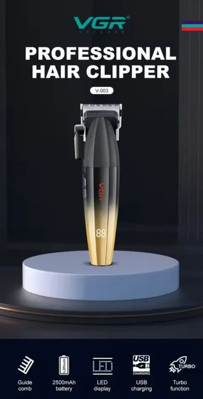 Máquina de Cortar Cabelo Profissional VGR profissional para barbeiros V-003<br>