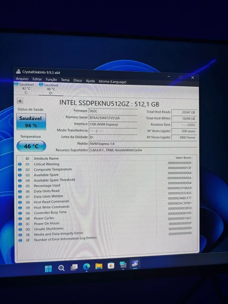SSD NVME 512GB Intel com Case - Foto 4