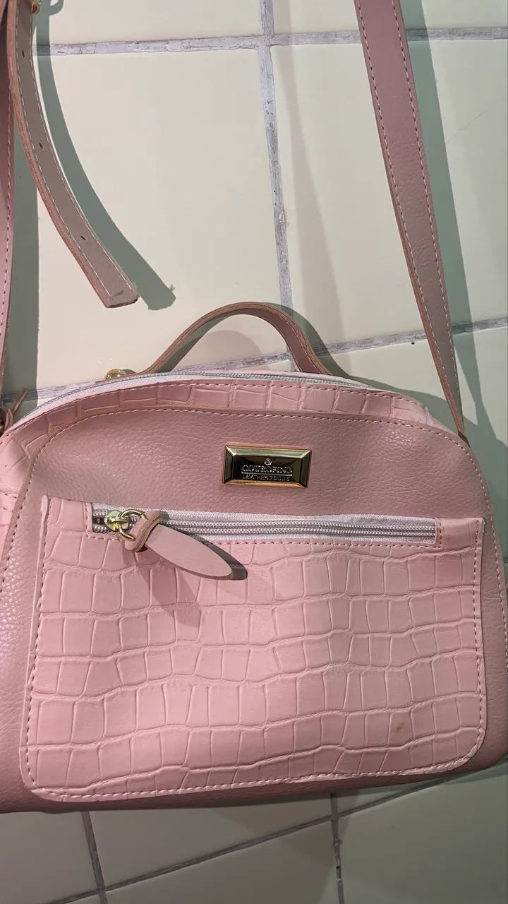Bolsa rose couro fino - Foto 4