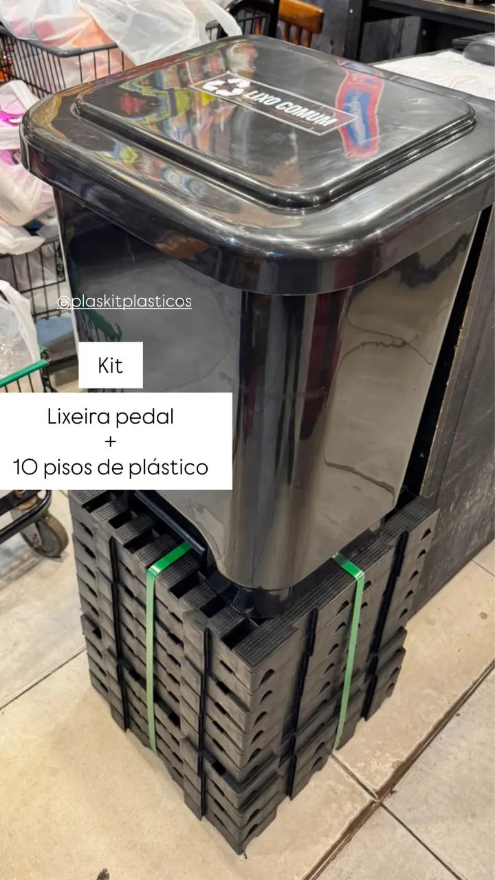 Kit lixeira pedal + 10 pisos de plástico 