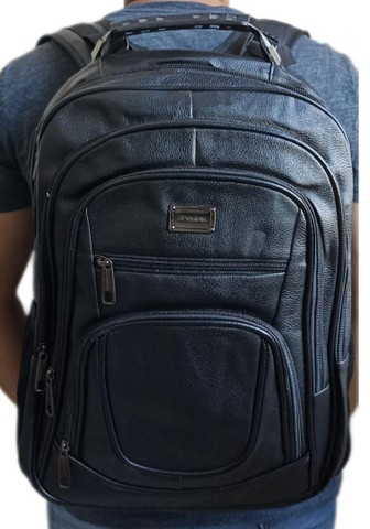 Mochila de couro sintético motoboy impermeável 