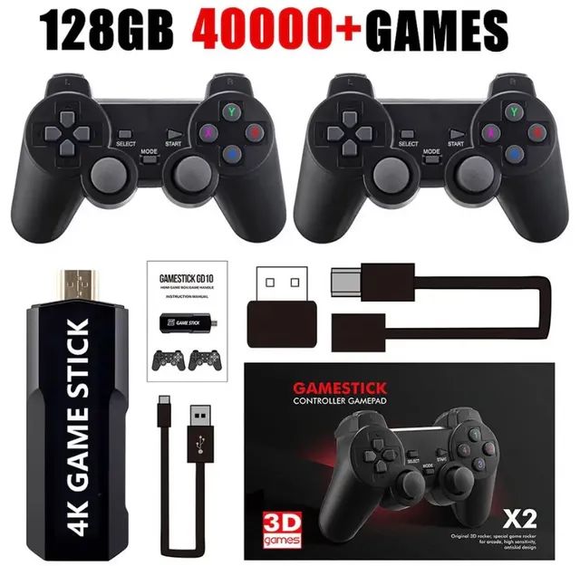 Vídeo Game Stick Retrô Original 4k Com 10000 Jogos + 2 Brindes