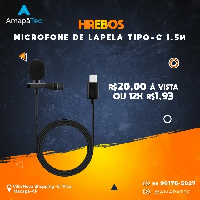 Microfone De Lapela Hrebos HD Type-C