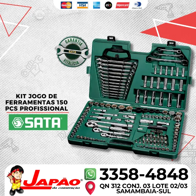 Jogo De Ferramentas Profissional 150 Pc. - SATA Brasil