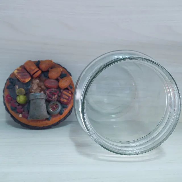 Antigo Porta Alimentos   em  Vidro Artesanal  Item de Coleção  - Foto 5