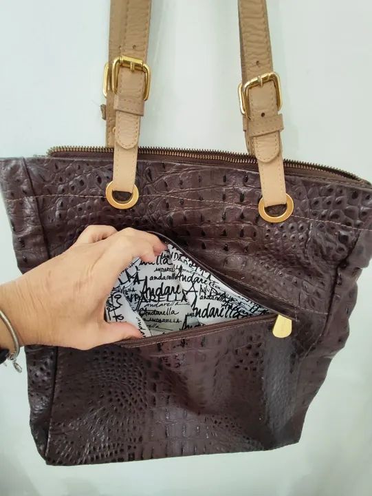 Bolsa couro croco - Foto 3