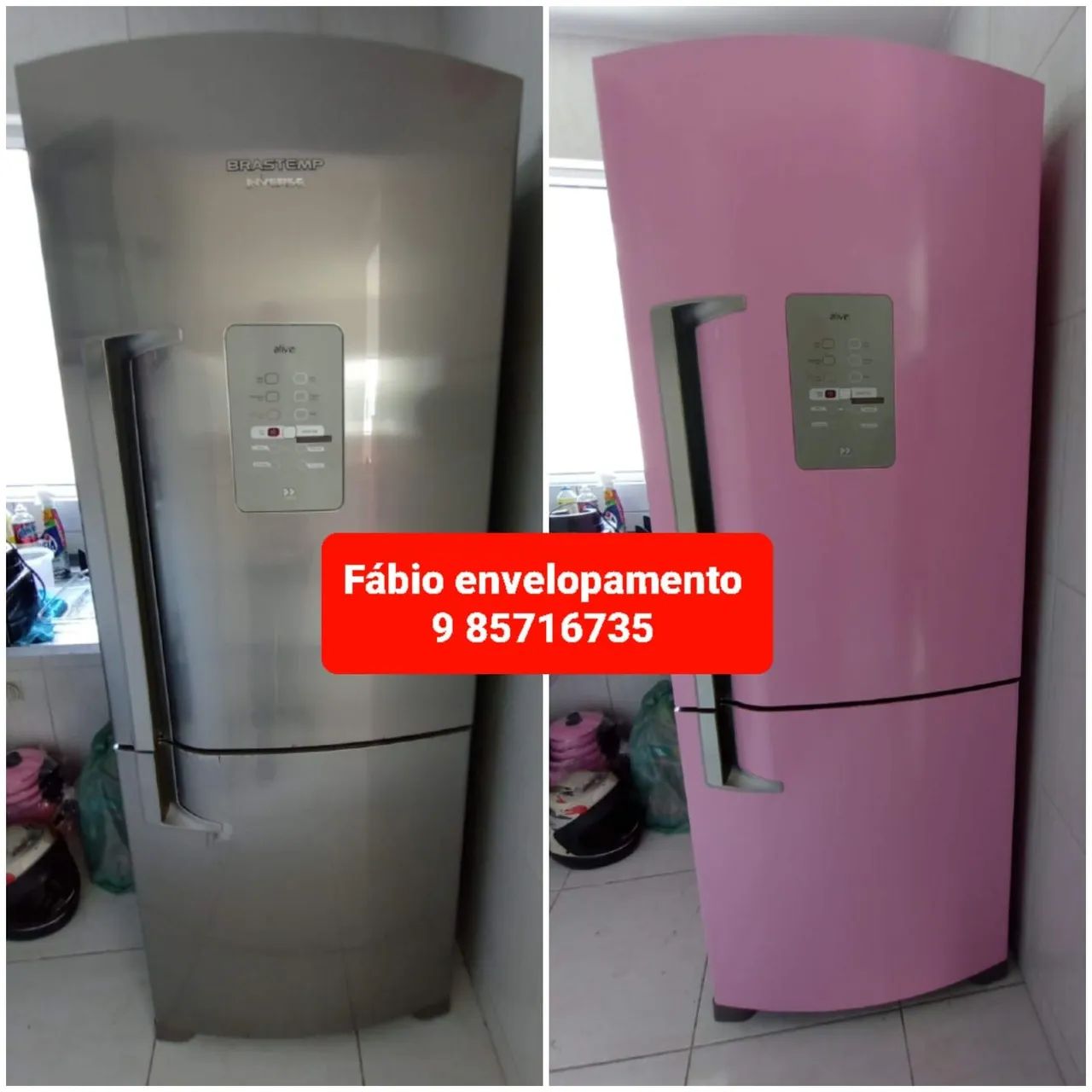 Serviço de envelopamento em geladeira profissional 